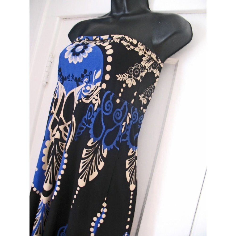 Arden B vintage Floral print dress, Blue/Black/Tan, size Small - Picture 6 of 6